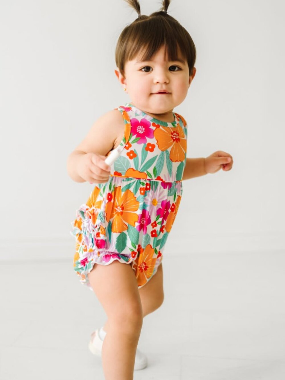 EUC - Little Sleepies Beachy Blooms Bubble Romper 6-12 Months
